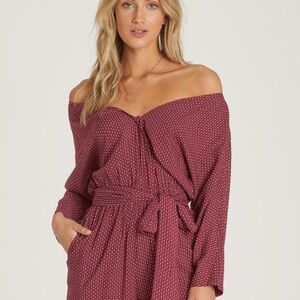 Billabong Burgundy Polka Dot Romper